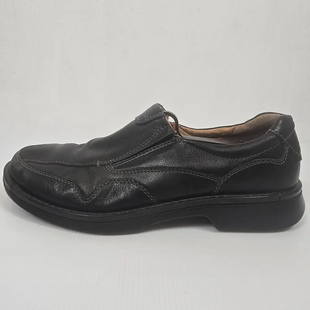 Ecco Mens 11 Dress Loafers Fusion Leather Black Slip On Academia Grandpa Preppy
